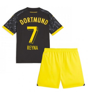 Borussia Dortmund Giovanni Reyna #7 Koszulka Wyjazdowych Dziecięca 2023-24 Krótki Rękaw (+ Krótkie spodenki)